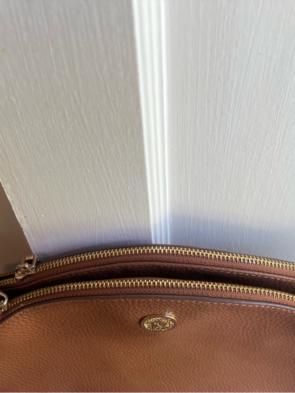 Anne Klein Tan Pebbled Crossbody Bag - Picture 6 of 11